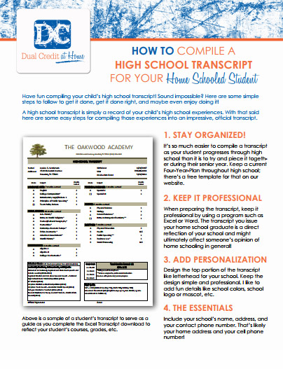 High School Transcript Template - Dual Credit at Home